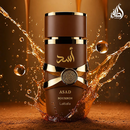 Lattafa Asad Bourbon Men's Perfume 100ml- Long Lasting Warm Spicy Woody Fragrance- Luxury Brown Lion Bottle Cologne Gift For Him