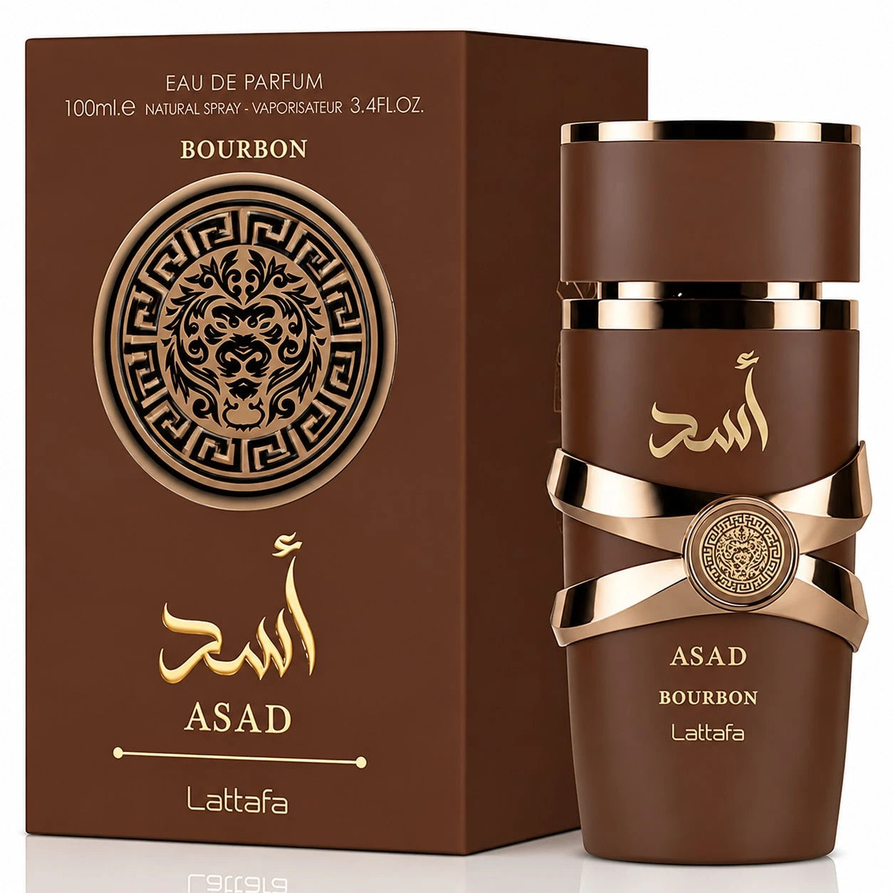 Lattafa Asad Bourbon Men's Perfume 100ml- Long Lasting Warm Spicy Woody Fragrance- Luxury Brown Lion Bottle Cologne Gift For Him