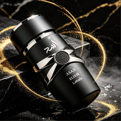 Lattafa Asad Elixir Men Eau De Parfum 100ml 3.4oz Intense Fragrance Spray Aromatic Woody Cedarwood Amber Vanilla Notes All Day Lasting Luxury Masculine Scent Anniversary Gift