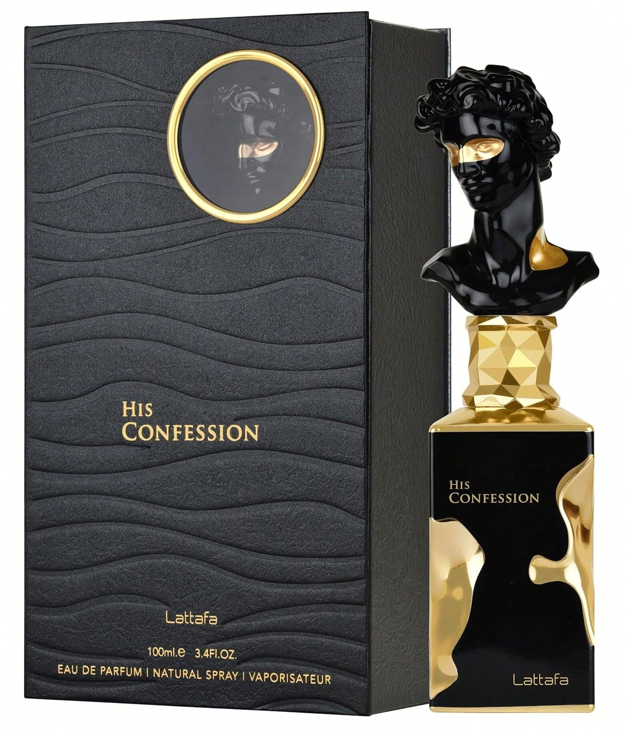 Lattafa His Confession Eau De Parfum 3.4oz/100ml, Long Lasting Cologne For Men, Sweet Spicy Cinnamon & Vanilla Scent, Oriental Woody Amber Fragrance, Luxury Masculine Smell