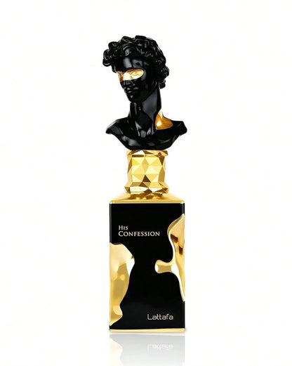Lattafa His Confession Eau De Parfum 3.4oz/100ml, Long Lasting Cologne For Men, Sweet Spicy Cinnamon & Vanilla Scent, Oriental Woody Amber Fragrance, Luxury Masculine Smell