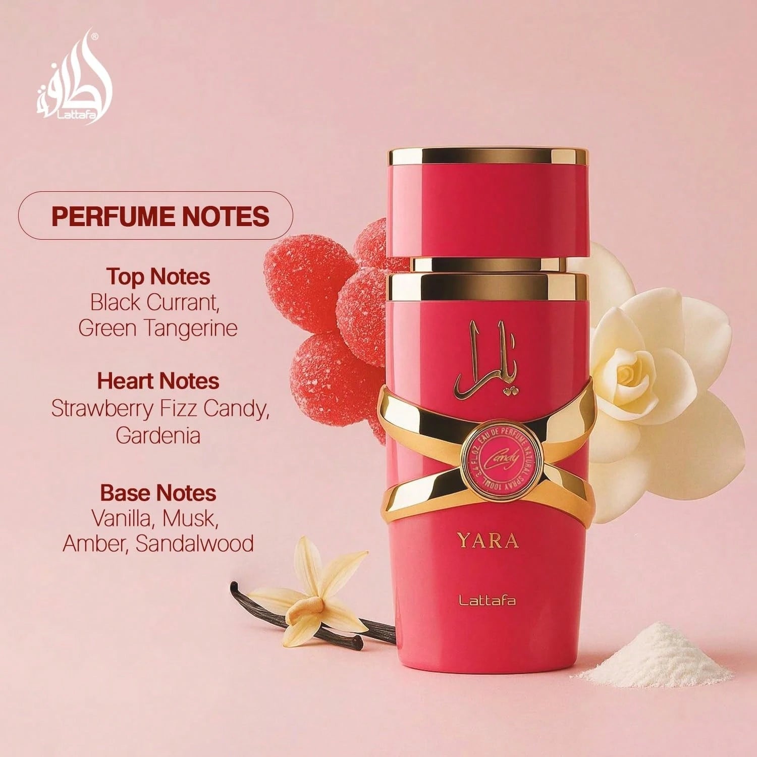 Lattafa Yara Candy- Vanilla, Fruity, Citrus, Floral- Eau De Parfum Long-Lasting Fragrance For Women, 3.40 Ounce/ 100 Ml