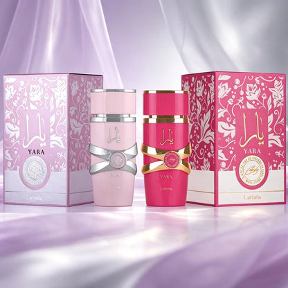 Lattafa Yara + Yara Candy Women's Perfume Duo – 100ml Full-Size Oriental Tropical Fruity Vanilla & Sweet Fruindy Floral Vanilla Amber EDPs, Long-Lasting Premium Gift Set For Fragrance Enthusiasts