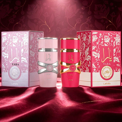 Lattafa Yara + Yara Candy Women's Perfume Duo – 100ml Full-Size Oriental Tropical Fruity Vanilla & Sweet Fruindy Floral Vanilla Amber EDPs, Long-Lasting Premium Gift Set For Fragrance Enthusiasts