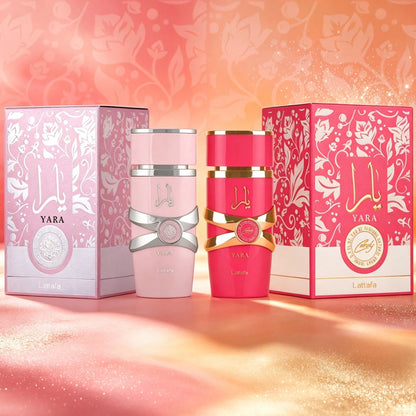 Lattafa Yara + Yara Candy Women's Perfume Duo – 100ml Full-Size Oriental Tropical Fruity Vanilla & Sweet Fruindy Floral Vanilla Amber EDPs, Long-Lasting Premium Gift Set For Fragrance Enthusiasts