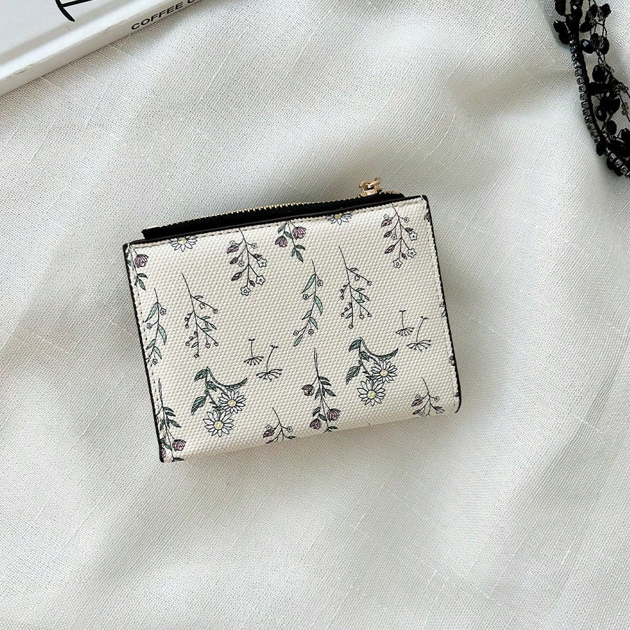 Leaf Design Metal Button Coin Purse Simple Fashionable Small Bifold Wallet For Women Wallet Mini Wallet Purse Wallet Small Wallet Wallet Cute Wallet Wallet