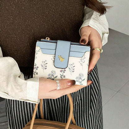Leaf Design Metal Button Coin Purse Simple Fashionable Small Bifold Wallet For Women Wallet Mini Wallet Purse Wallet Small Wallet Wallet Cute Wallet Wallet