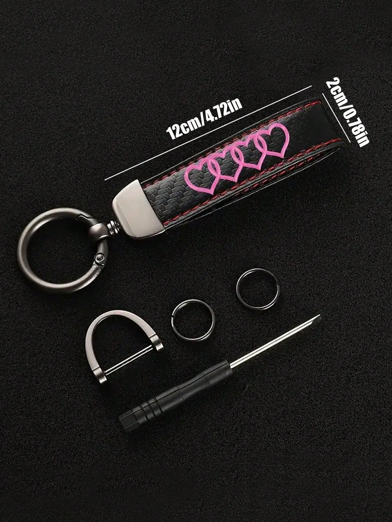 Leather Carbon Fiber Car Ring Keychain Trinket Zinc Alloy Keyrings Rotate 360 Degrees