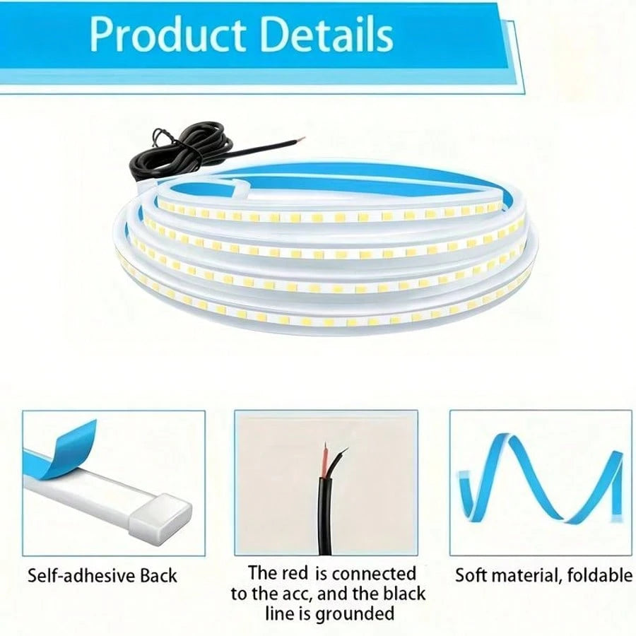 LED Light- Emission Car Trim Strip- Cool Lighting, Increase Safety Points, Built-In LED Beads, Multiple Light Modes To Choose From, Car DRL Start Scanning Function, Cool And Eye-Catching When Lit Up