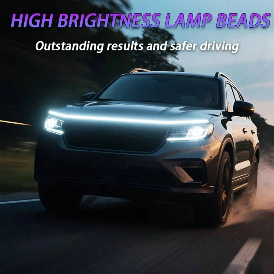 LED Light- Emission Car Trim Strip- Cool Lighting, Increase Safety Points, Built-In LED Beads, Multiple Light Modes To Choose From, Car DRL Start Scanning Function, Cool And Eye-Catching When Lit Up