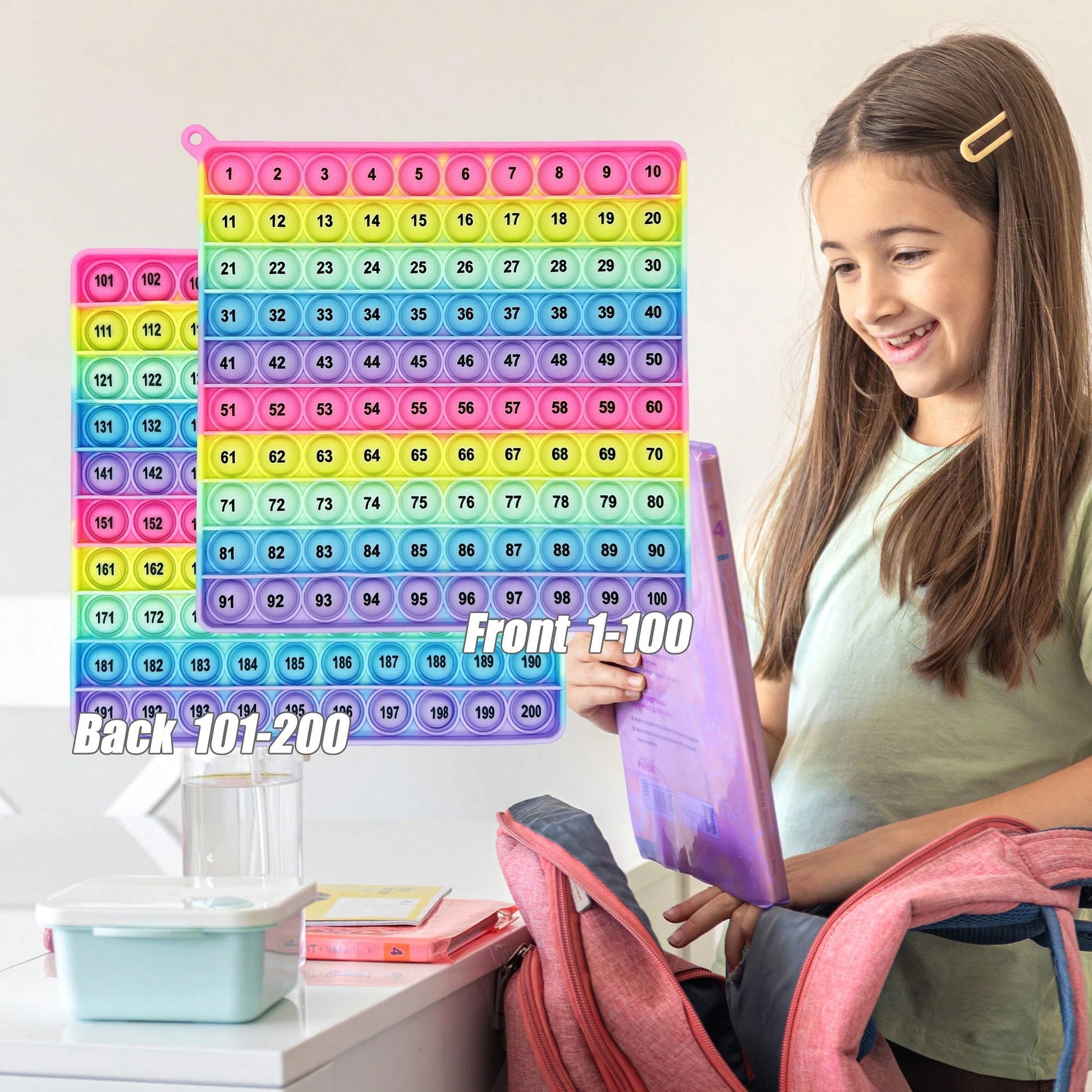 legendstar Rainbow Silicone 1-200 Math Board- Counting And Multiplication Learning Toy, Preschool And Kindergarten Sensory Stress Relief Game, Home Education Classroom Stationery