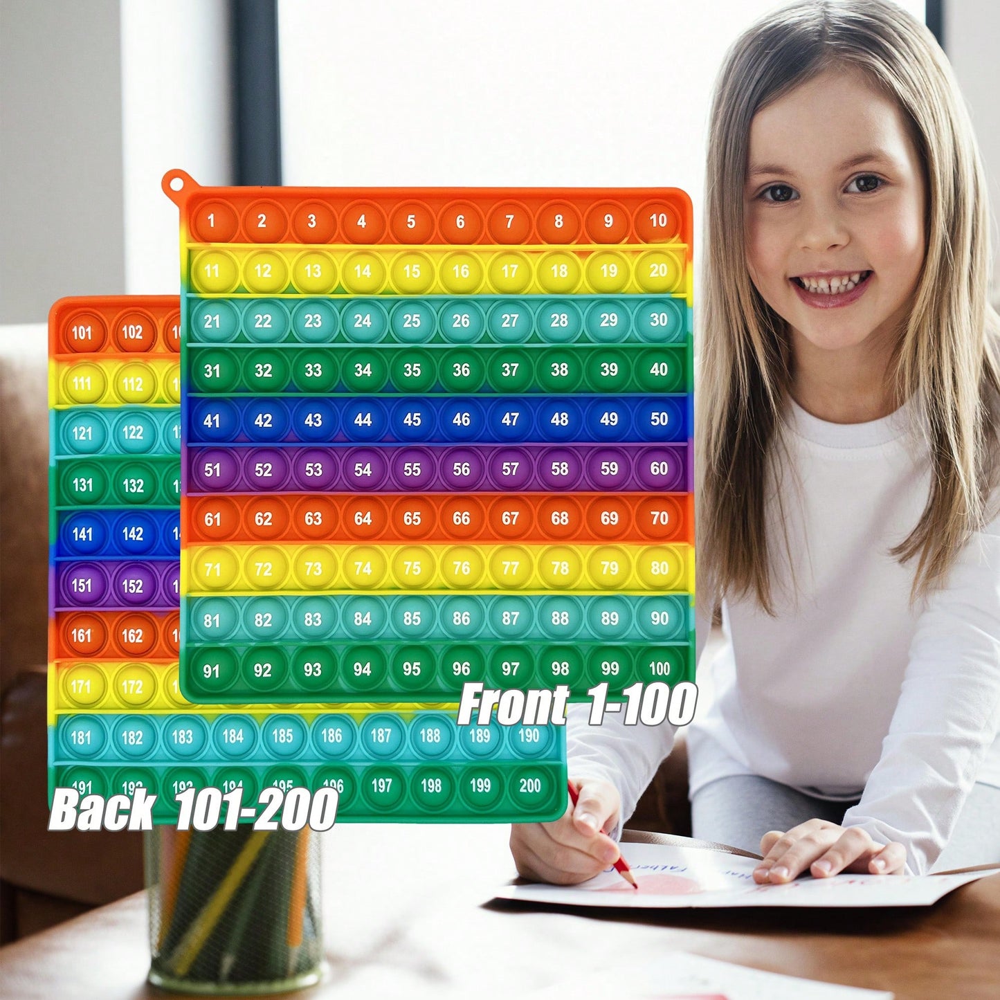 legendstar Rainbow Silicone 1-200 Math Board- Counting And Multiplication Learning Toy, Preschool And Kindergarten Sensory Stress Relief Game, Home Education Classroom Stationery