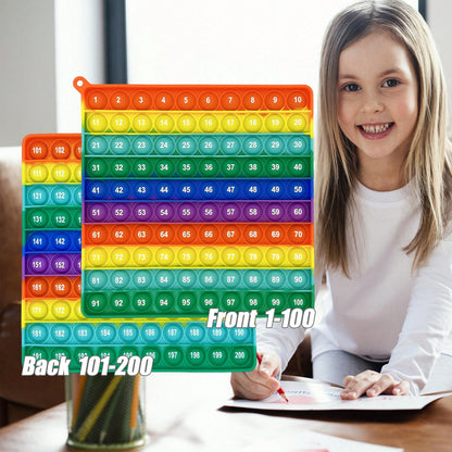 legendstar Rainbow Silicone 1-200 Math Board- Counting And Multiplication Learning Toy, Preschool And Kindergarten Sensory Stress Relief Game, Home Education Classroom Stationery