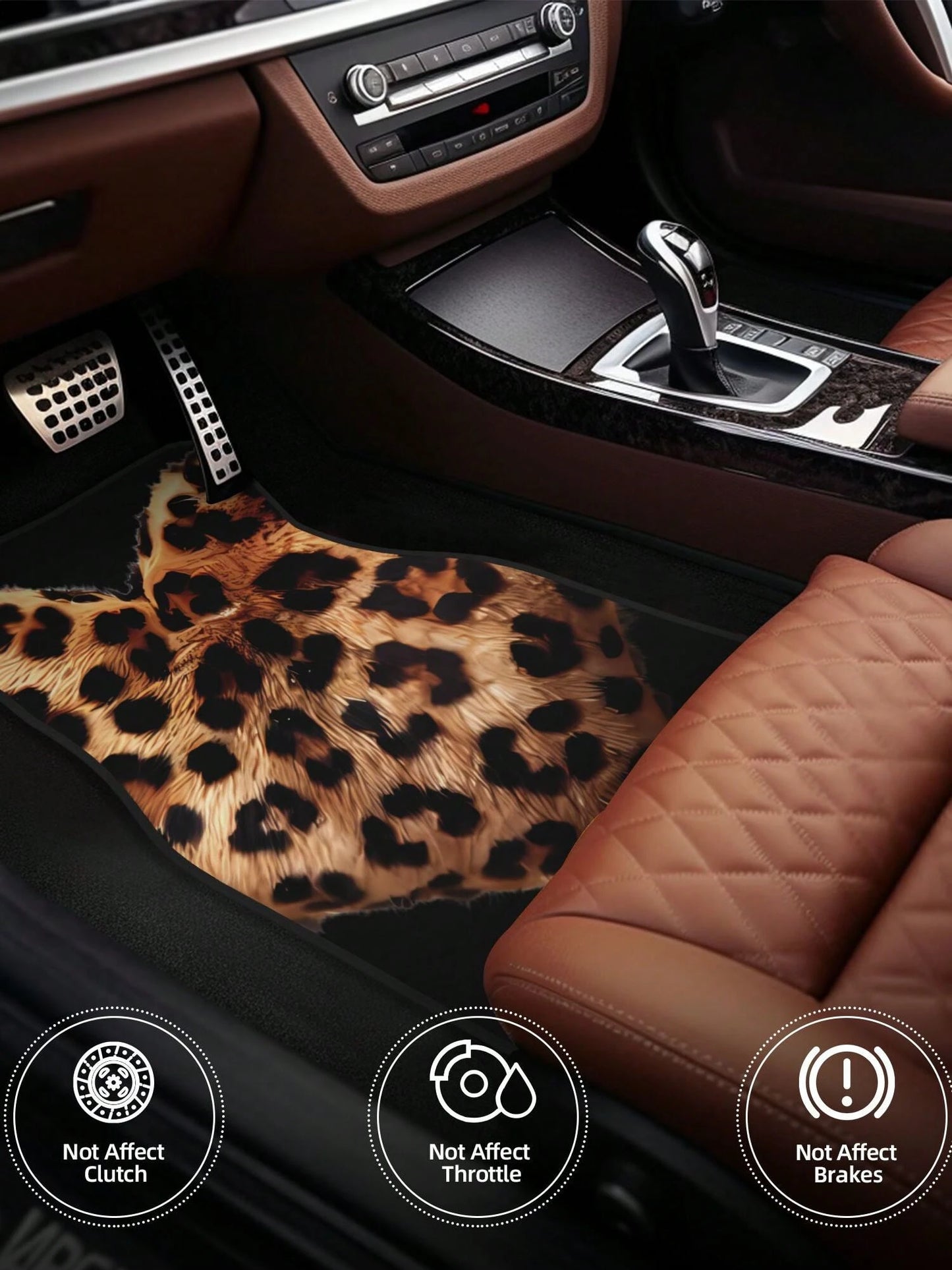 Leopard Love Heart 4-Piece Custom Printed All-Weather Floor Mats- Universal Fit For Suv, Truck, Van| Easy Clean