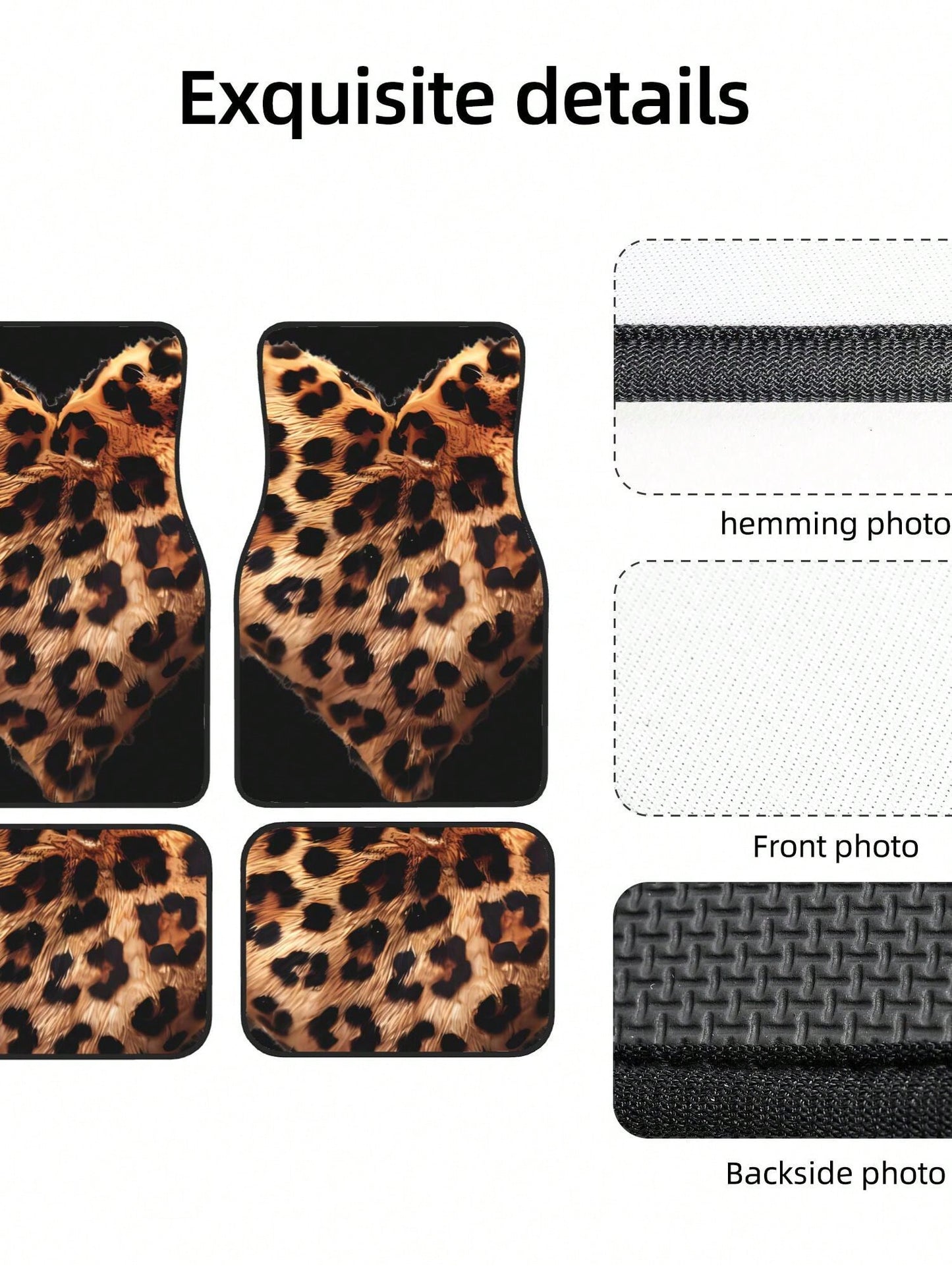 Leopard Love Heart 4-Piece Custom Printed All-Weather Floor Mats- Universal Fit For Suv, Truck, Van| Easy Clean
