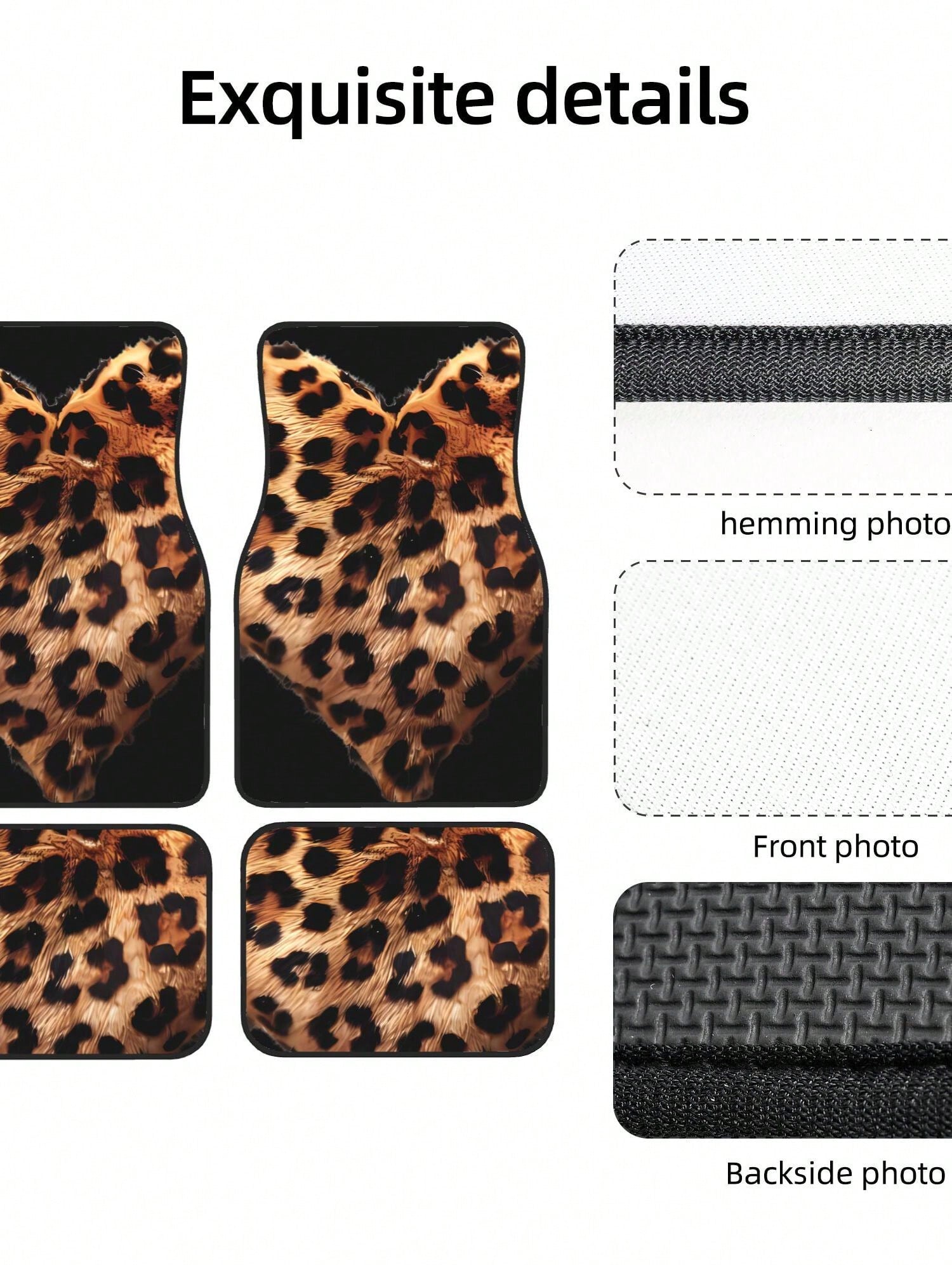 Leopard Love Heart 4-Piece Custom Printed All-Weather Floor Mats- Universal Fit For Suv, Truck, Van| Easy Clean
