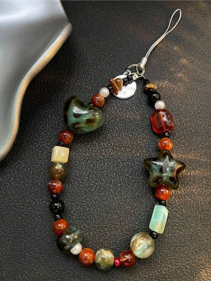 Leopard Print Amber Phone Lanyard, New Stylish Short Phone Strap, Creative CCD Camera Pendant, Personalized Hanging Chain, High-End
