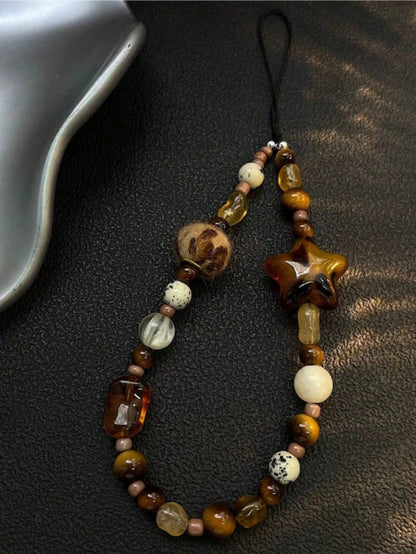 Leopard Print Amber Phone Lanyard, New Stylish Short Phone Strap, Creative CCD Camera Pendant, Personalized Hanging Chain, High-End