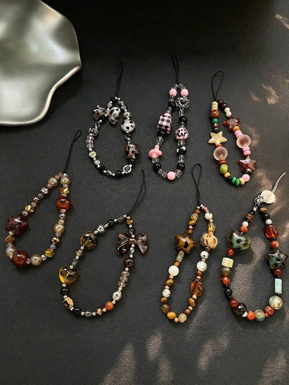Leopard Print Amber Phone Lanyard, New Stylish Short Phone Strap, Creative CCD Camera Pendant, Personalized Hanging Chain, High-End