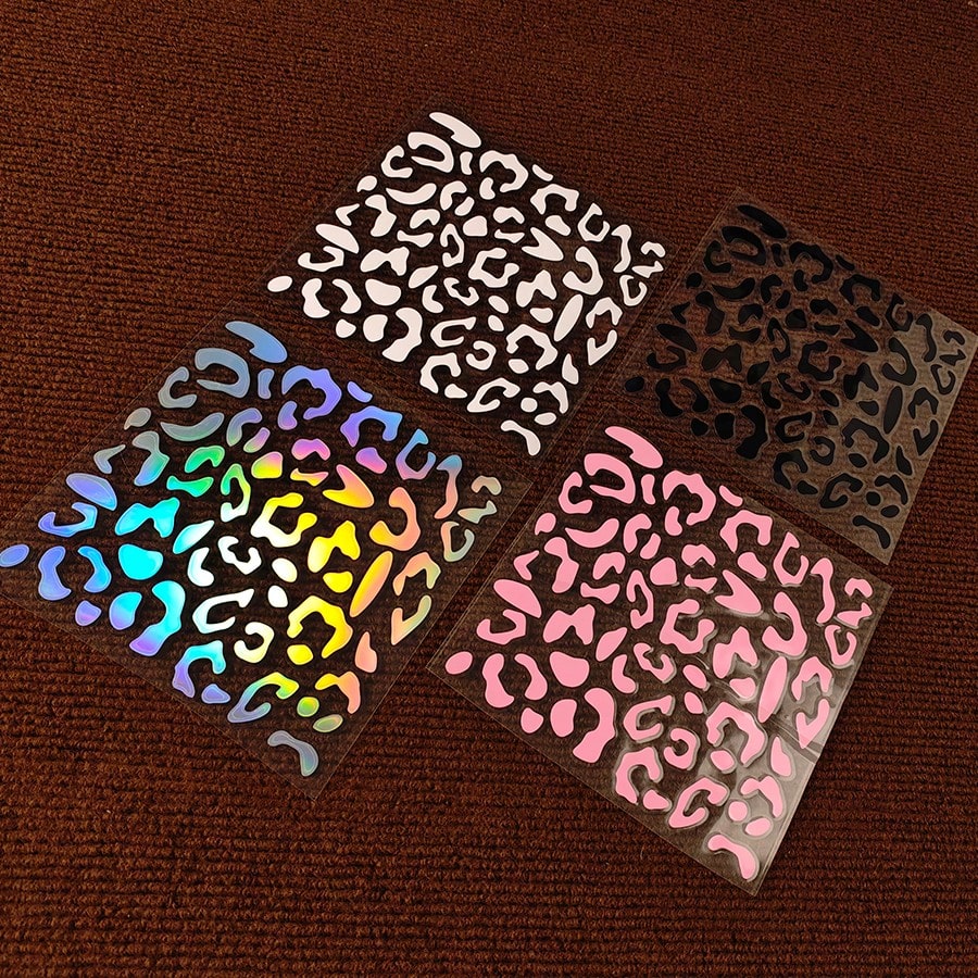 Leopard Print Car Stickers, Waterproof Decorative Vinyl Stickers For Rearview Mirror, Car Window, Phone, Bicycle, Cup
