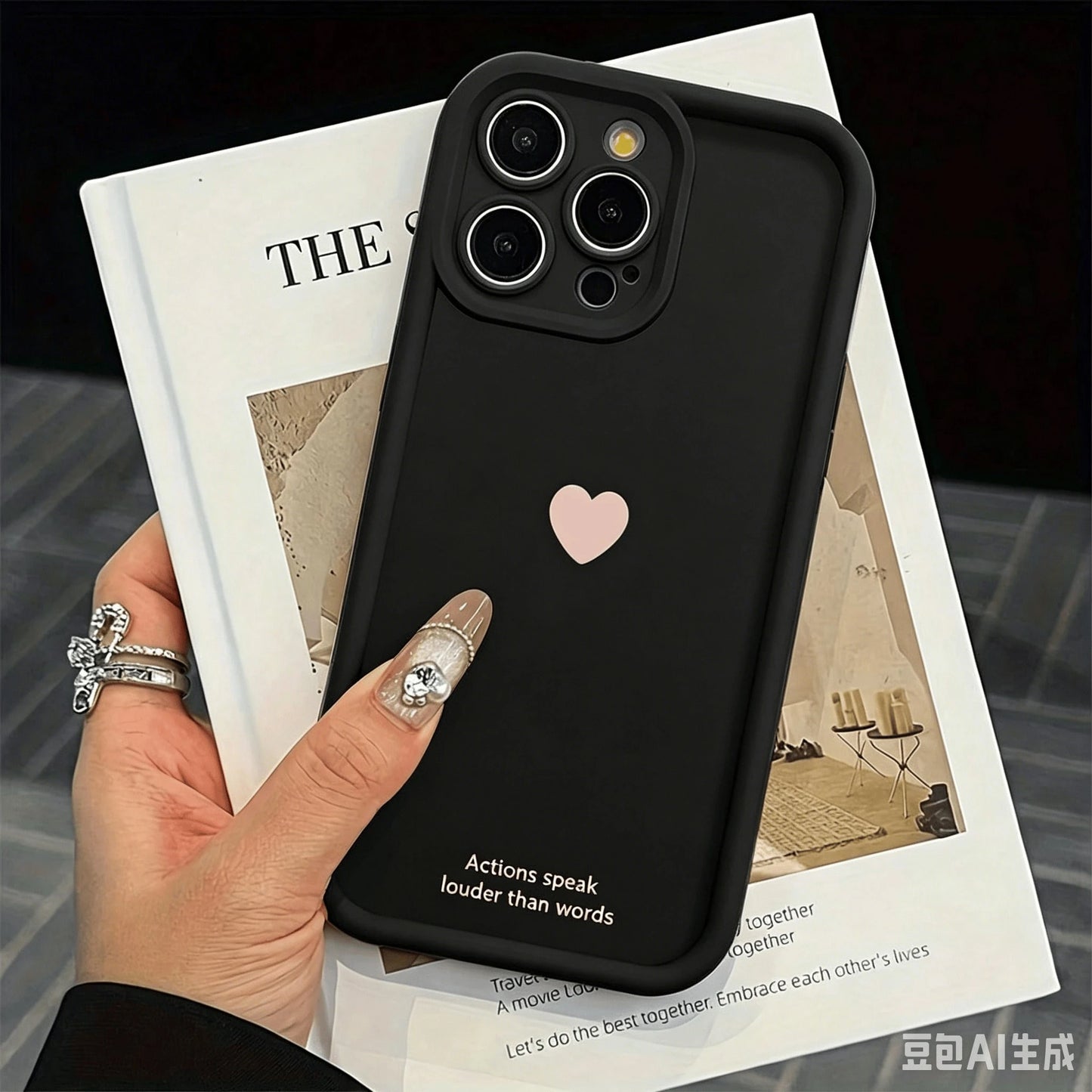 Light Luxury Fashion UV Painted Gradient Heart Design Raised Edge Shockproof Phone Case Compatible With Ip17 16 15 14 13 S26 S25 S24 Honor 400Lite 200Pro Honor A5 X9 X8 X6 9x And Smart6/7/8/9/10, 14T