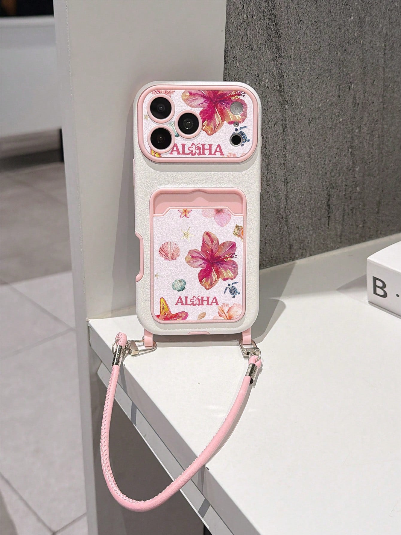 Lily Turtle Pattern, Pink Shockproof Phone Case With Card Holder, TPU Material, Suitable As A Holiday Gift, Compatible With Apple 11 12 13 14 15 16pro/Promax/14 15 16/17, Unisex