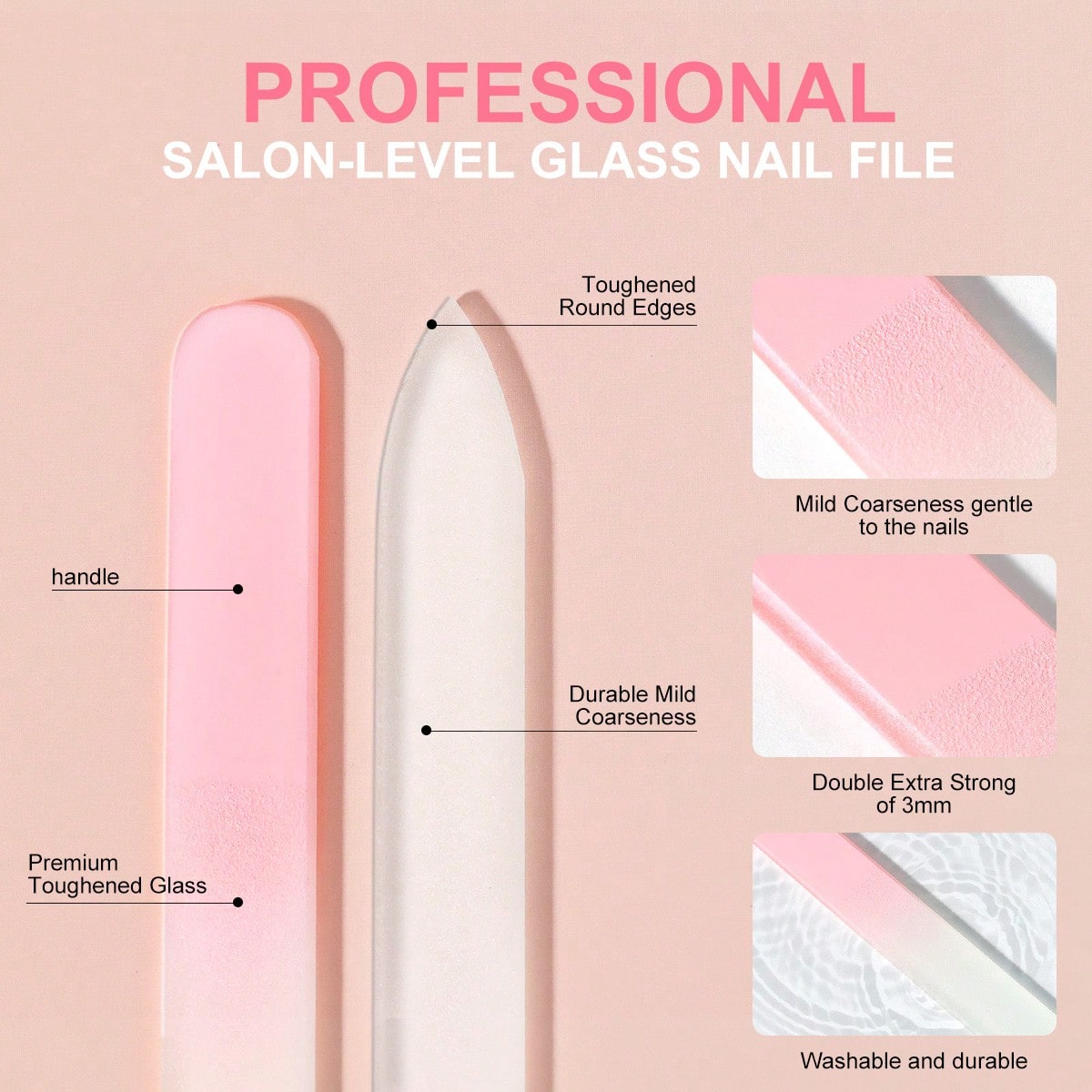LIMEGIRL 5/1pc Glass Nail File, Professional Manicure Tool For Natural Nails, Gradient Color Polishing Block Nail Care Salon Gift (Macaron Color)