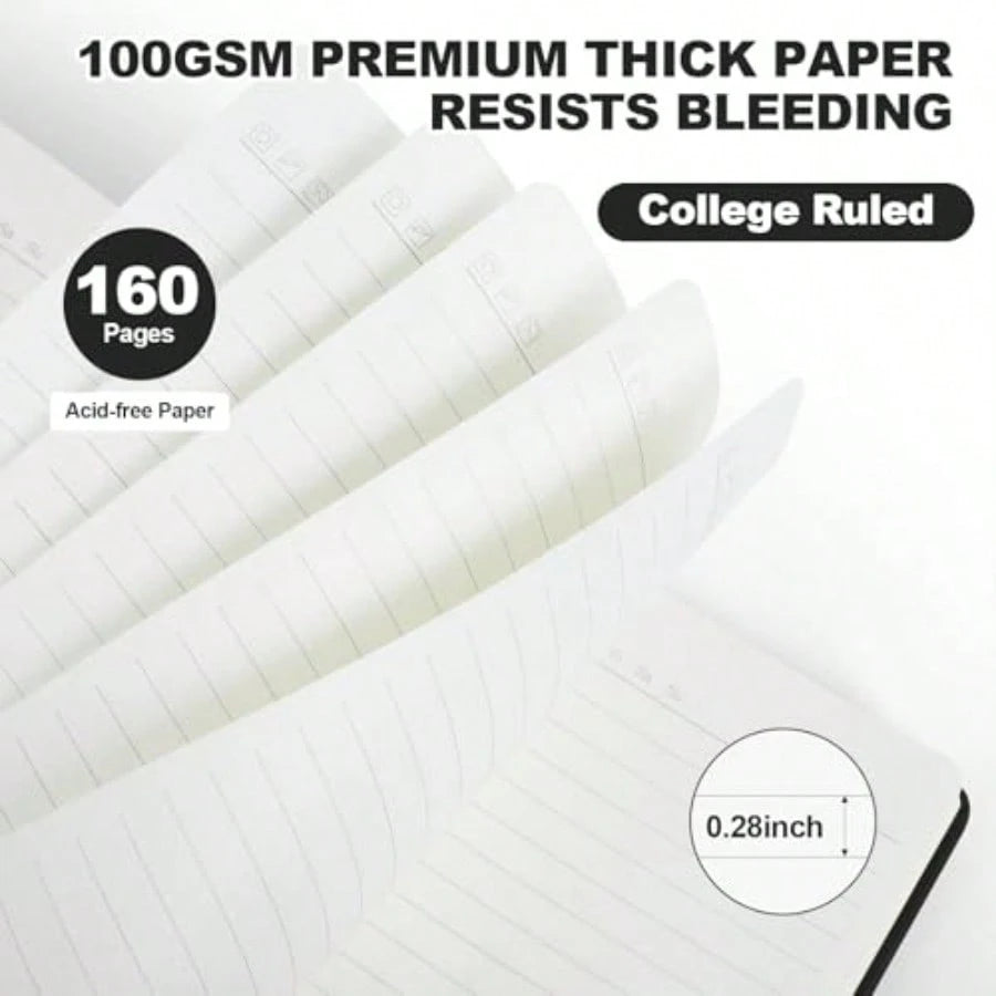 Lined Journal Notebooks For Writing, 100 GSM Thick Paper, 1 Pack Hardcover Notebooks, A5 College Ruled Notebook, Journaling Notebook For School/Travel/Office