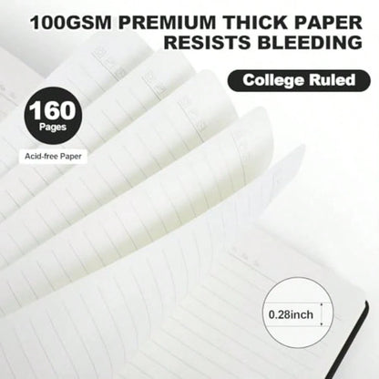 Lined Journal Notebooks For Writing, 100 GSM Thick Paper, 1 Pack Hardcover Notebooks, A5 College Ruled Notebook, Journaling Notebook For School/Travel/Office