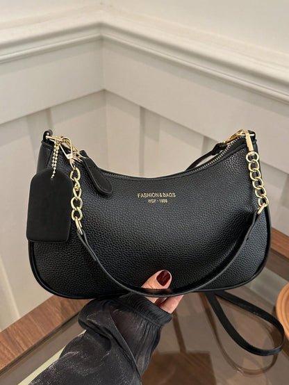 Livesso 1pc Solid Color PU Leather Fashion Underarm Bag.  Large Capacity Shoulder Bag, Business Commuter Messenger Bag