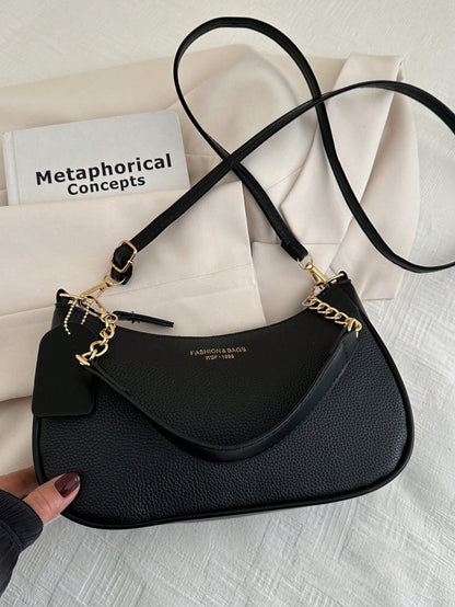 Livesso 1pc Solid Color PU Leather Fashion Underarm Bag.  Large Capacity Shoulder Bag, Business Commuter Messenger Bag