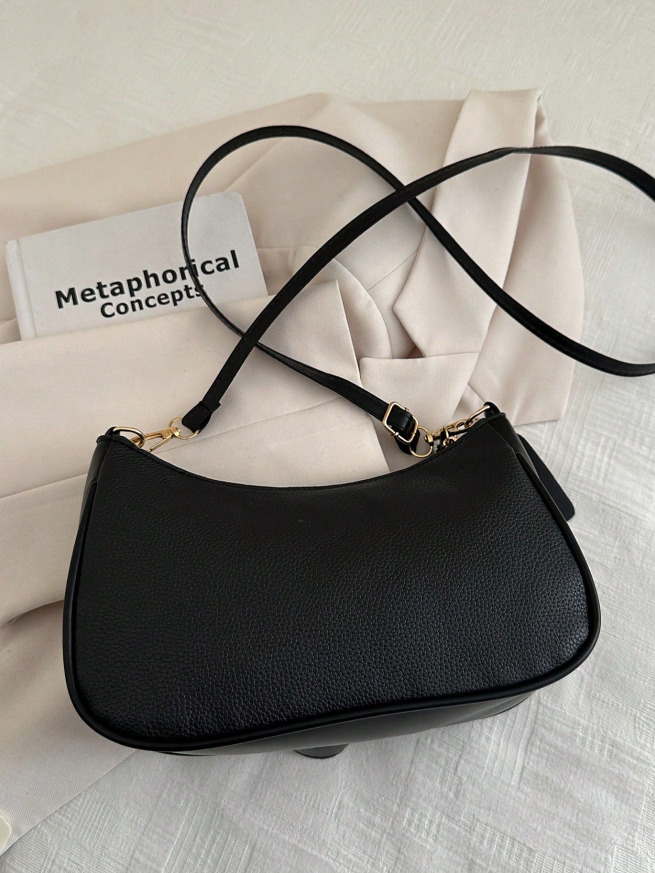 Livesso 1pc Solid Color PU Leather Fashion Underarm Bag.  Large Capacity Shoulder Bag, Business Commuter Messenger Bag