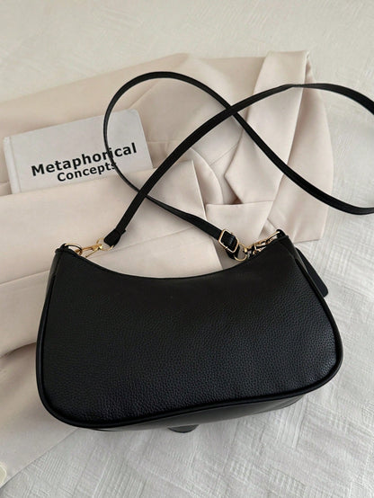 Livesso 1pc Solid Color PU Leather Fashion Underarm Bag.  Large Capacity Shoulder Bag, Business Commuter Messenger Bag