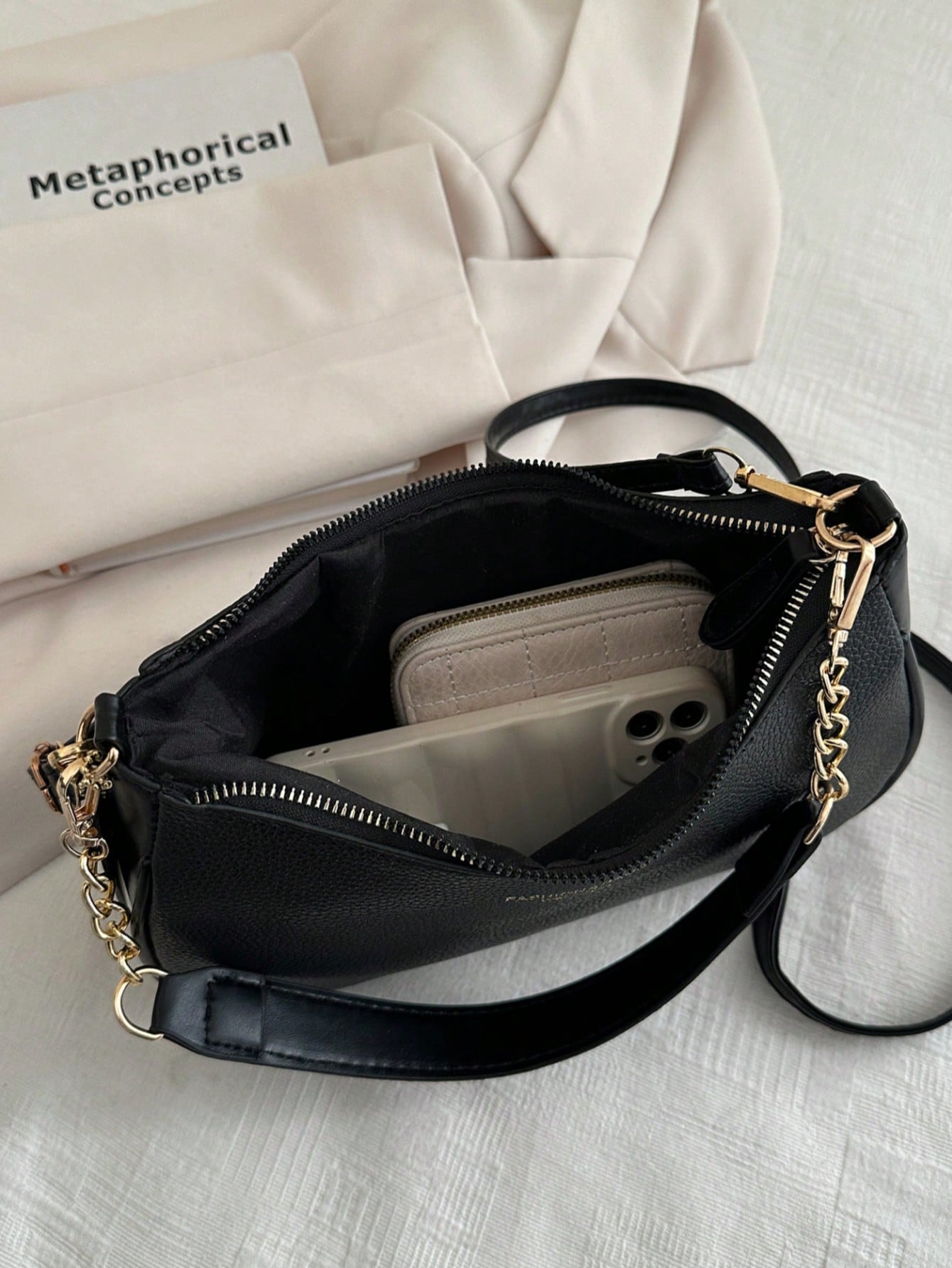 Livesso 1pc Solid Color PU Leather Fashion Underarm Bag.  Large Capacity Shoulder Bag, Business Commuter Messenger Bag