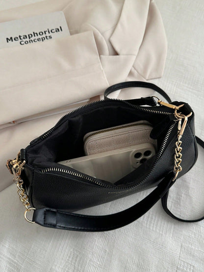 Livesso 1pc Solid Color PU Leather Fashion Underarm Bag.  Large Capacity Shoulder Bag, Business Commuter Messenger Bag