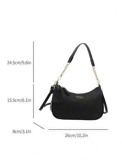 Livesso 1pc Solid Color PU Leather Fashion Underarm Bag.  Large Capacity Shoulder Bag, Business Commuter Messenger Bag
