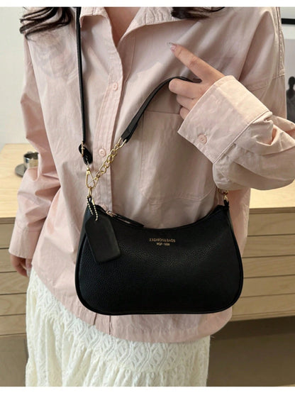 Livesso 1pc Solid Color PU Leather Fashion Underarm Bag.  Large Capacity Shoulder Bag, Business Commuter Messenger Bag