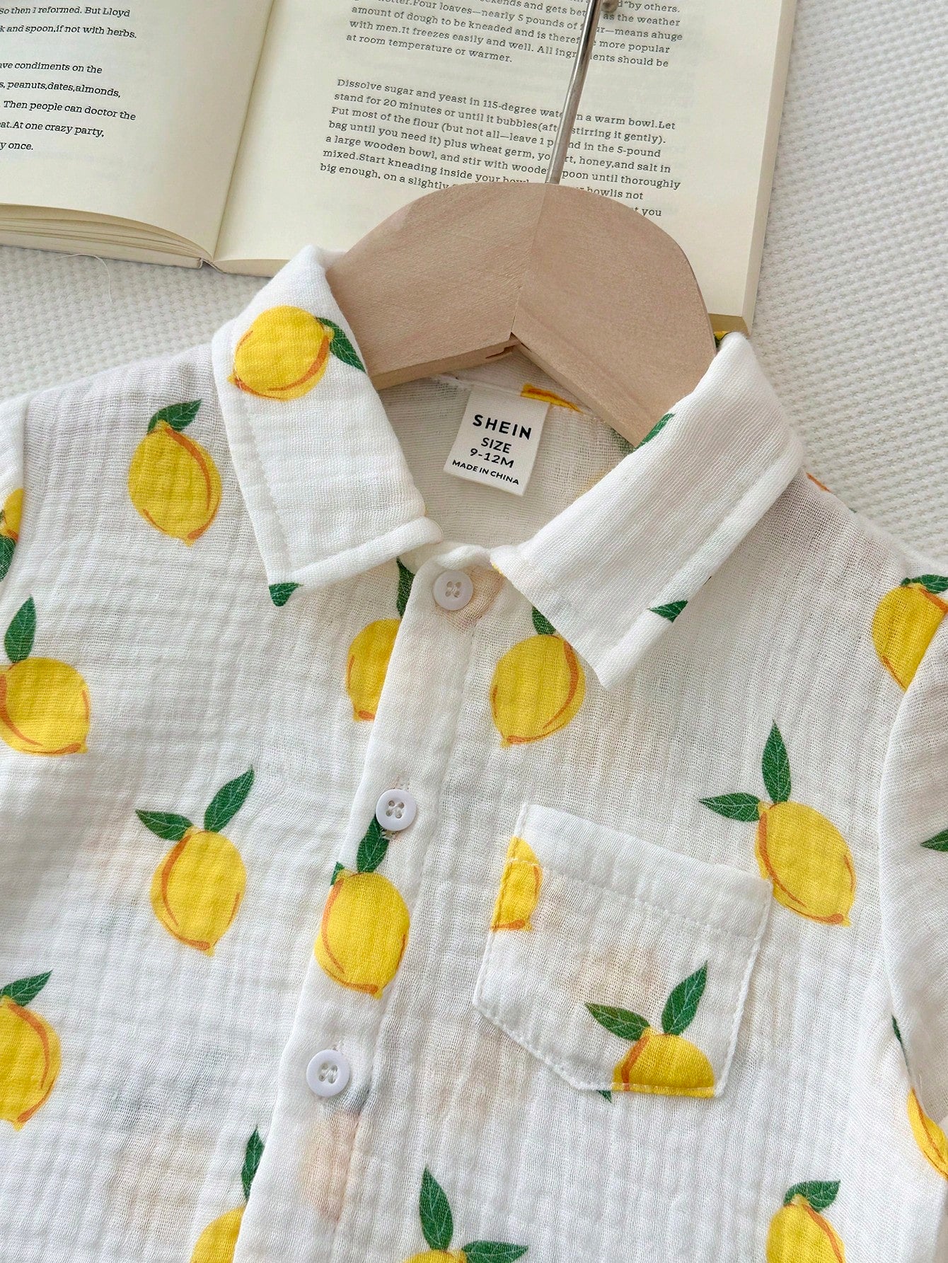 LMoss Kids Baby Boy Cute Lemon Print Shirt And Yellow Elastic Waist Shorts Set, Suitable For Spring/Summer, Vacation, Casual Fashion