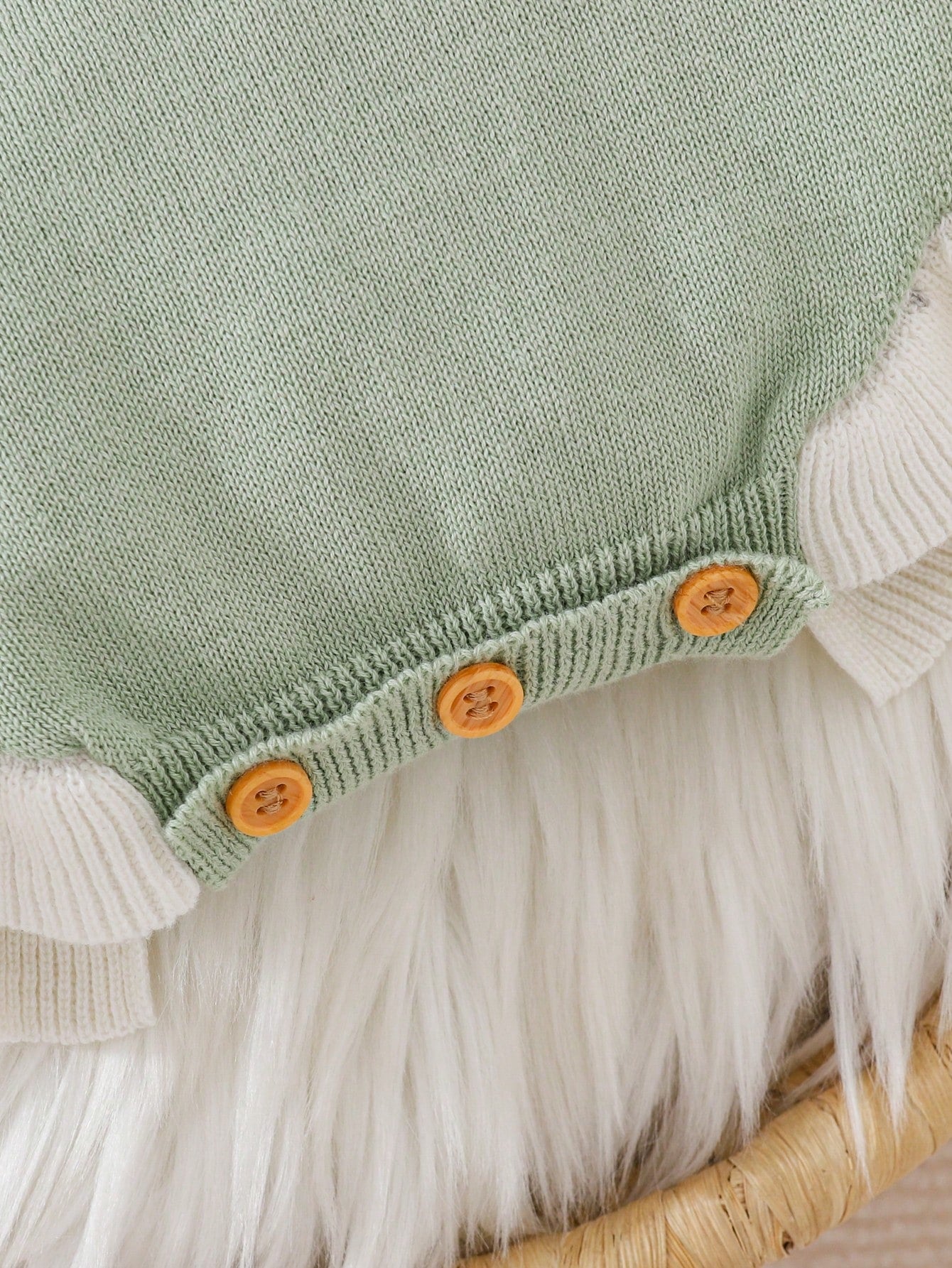 LMoss Kids Baby Girl Newborn Ditsy Floral Knit Autumn Romper, Colorblock, Lace Trim, Suitable For Full, Birthday And Other Occasions, Romper + Hat 2pcs Set