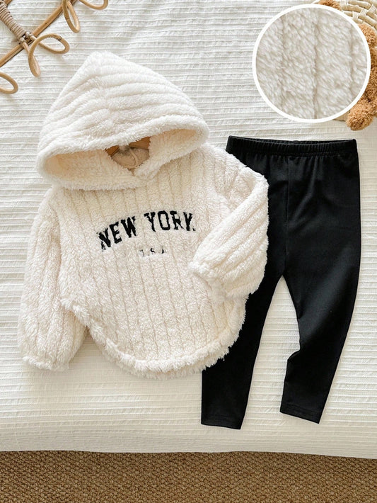 LMoss Kids LMoss 2pcs Baby Girl Knitted Hoodie Sweatshirt And Leggings Set Fall Winter