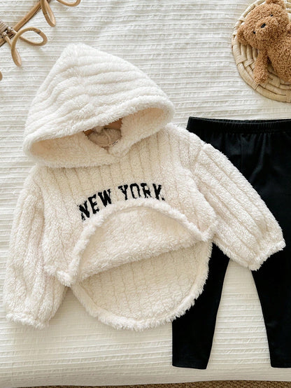 LMoss Kids LMoss 2pcs Baby Girl Knitted Hoodie Sweatshirt And Leggings Set Fall Winter