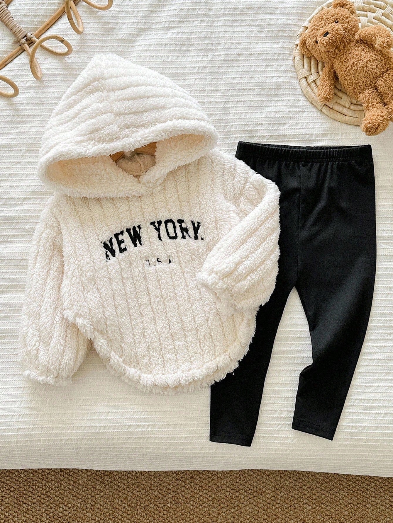 LMoss Kids LMoss 2pcs Baby Girl Knitted Hoodie Sweatshirt And Leggings Set Fall Winter