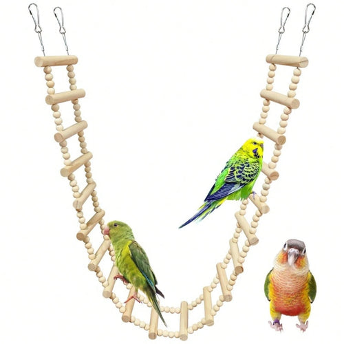 Long Bird Ladder Bridge Wooden Parrot Climbing Swing Birdcage Decoration Suitable For Parrots, Cockatiels, Macaws, Lovebirds, Canaries