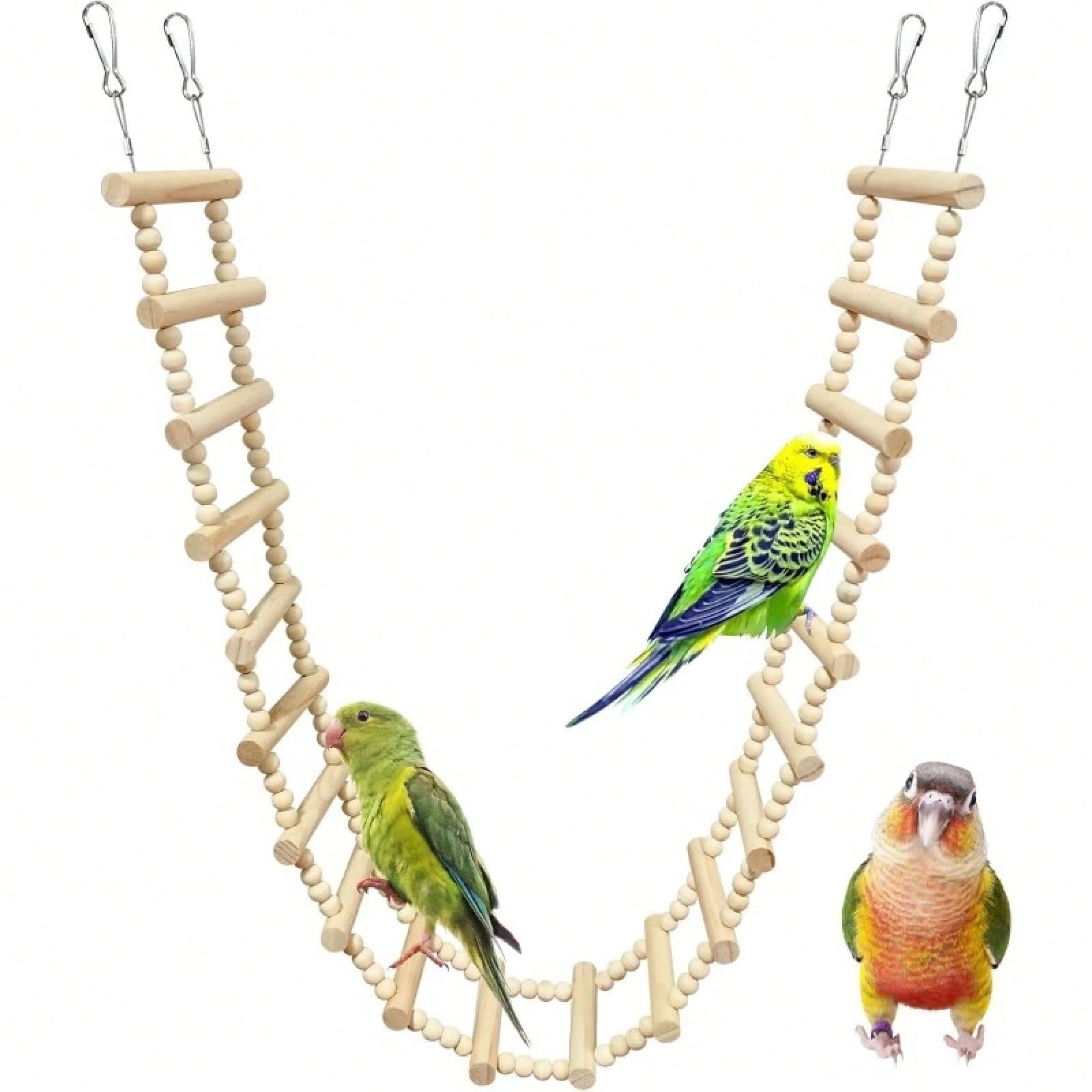 Long Bird Ladder Bridge Wooden Parrot Climbing Swing Birdcage Decoration Suitable For Parrots, Cockatiels, Macaws, Lovebirds, Canaries