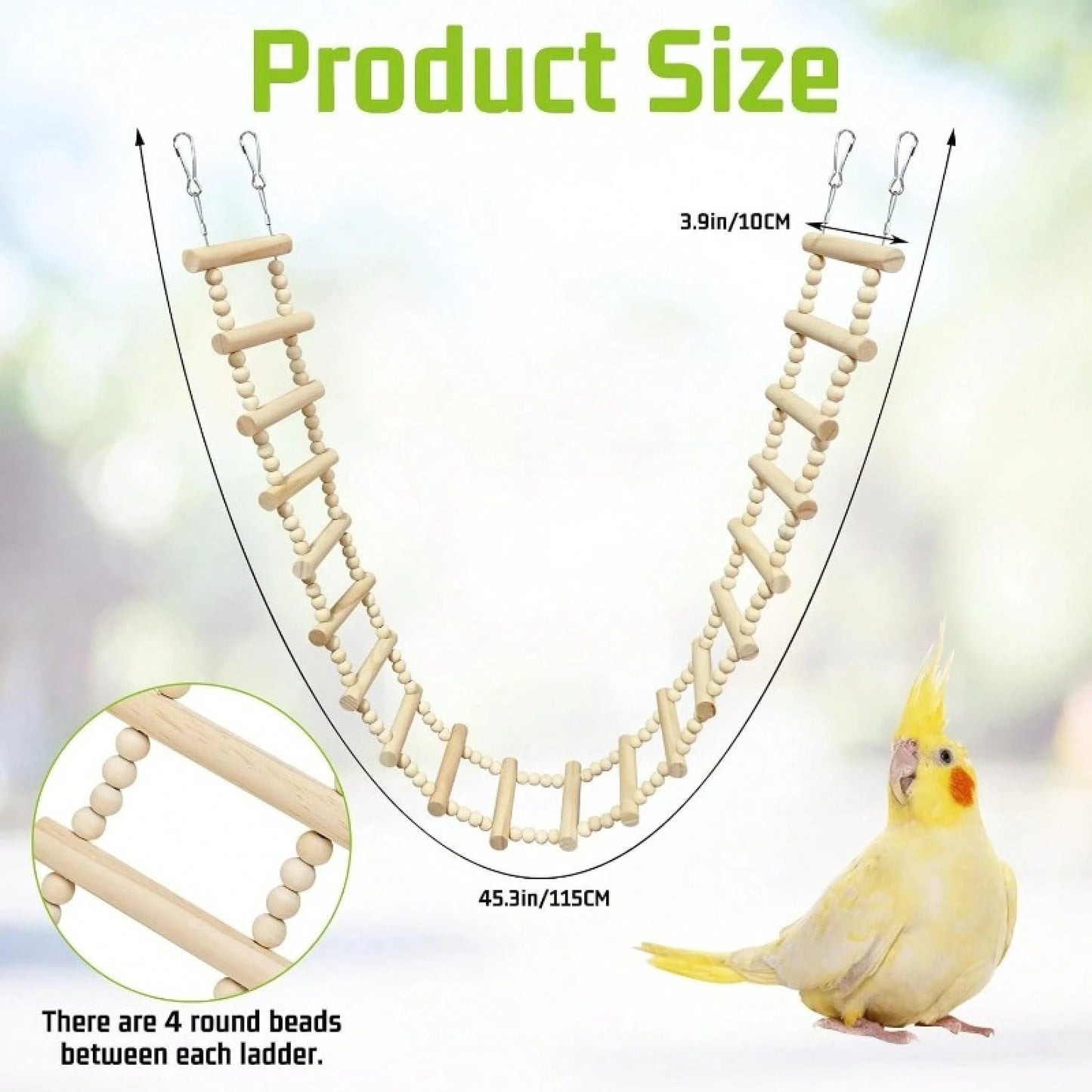 Long Bird Ladder Bridge Wooden Parrot Climbing Swing Birdcage Decoration Suitable For Parrots, Cockatiels, Macaws, Lovebirds, Canaries