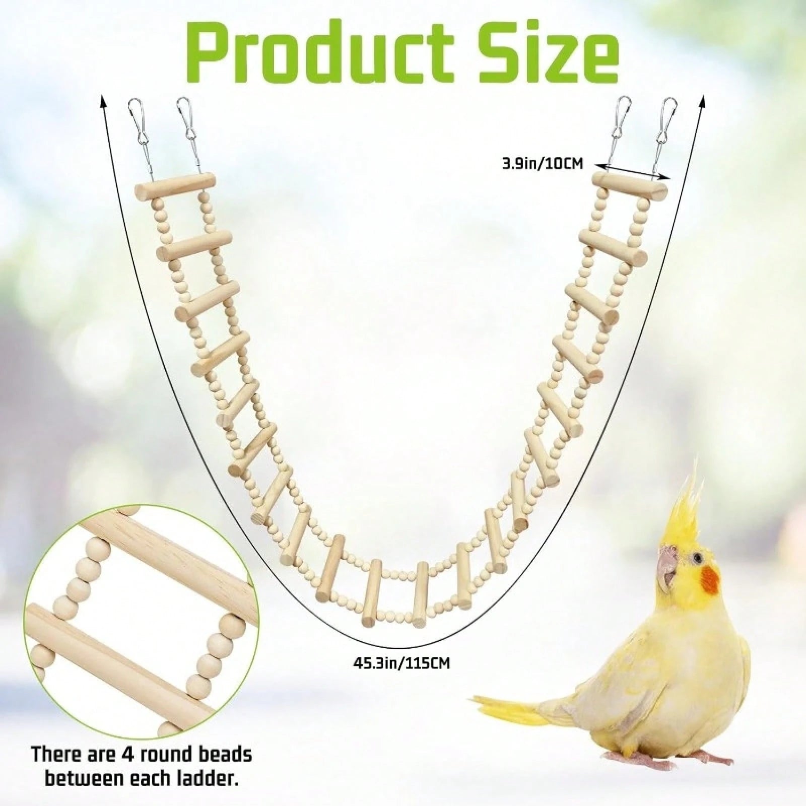 Long Bird Ladder Bridge Wooden Parrot Climbing Swing Birdcage Decoration Suitable For Parrots, Cockatiels, Macaws, Lovebirds, Canaries
