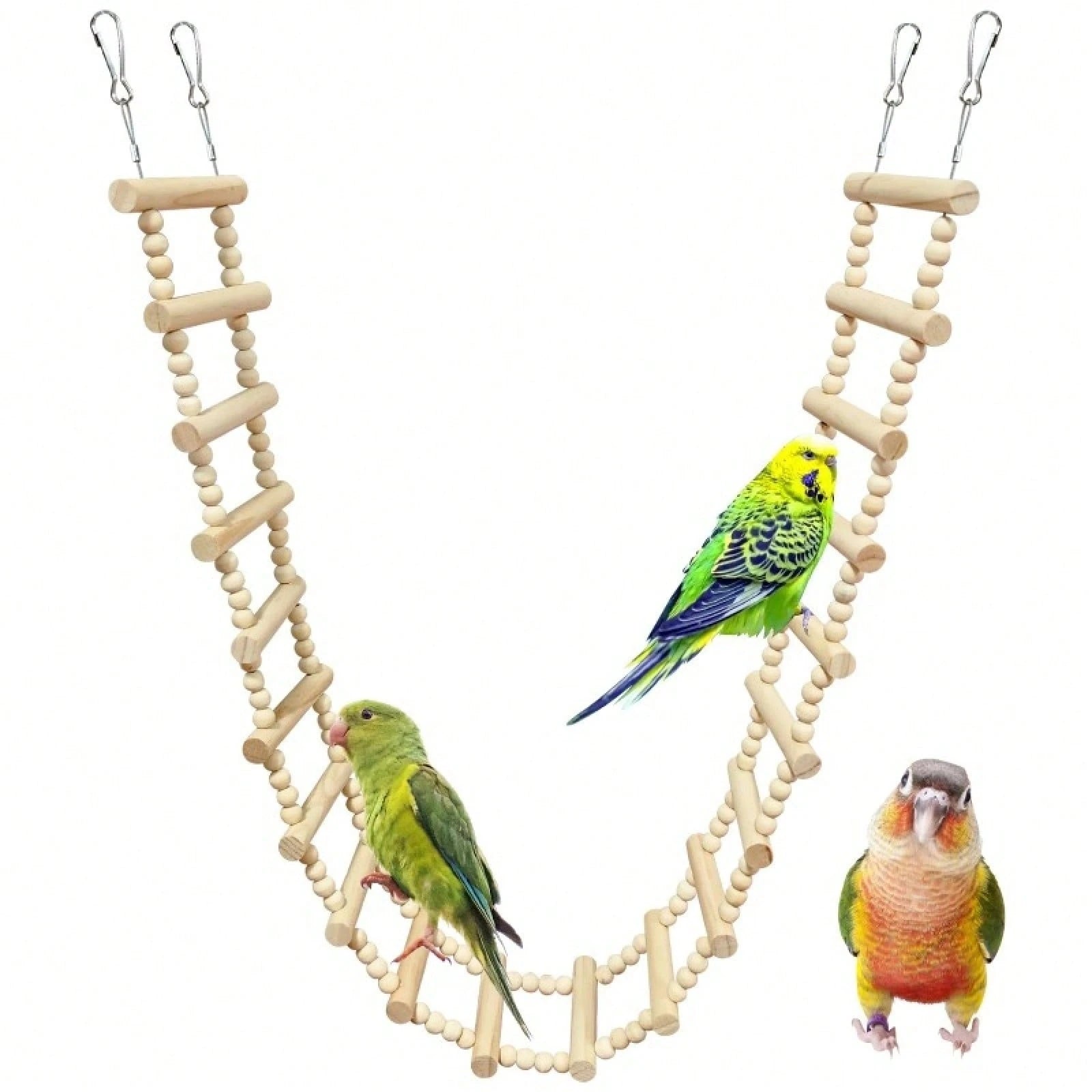 Long Bird Ladder Bridge Wooden Parrot Climbing Swing Birdcage Decoration Suitable For Parrots, Cockatiels, Macaws, Lovebirds, Canaries