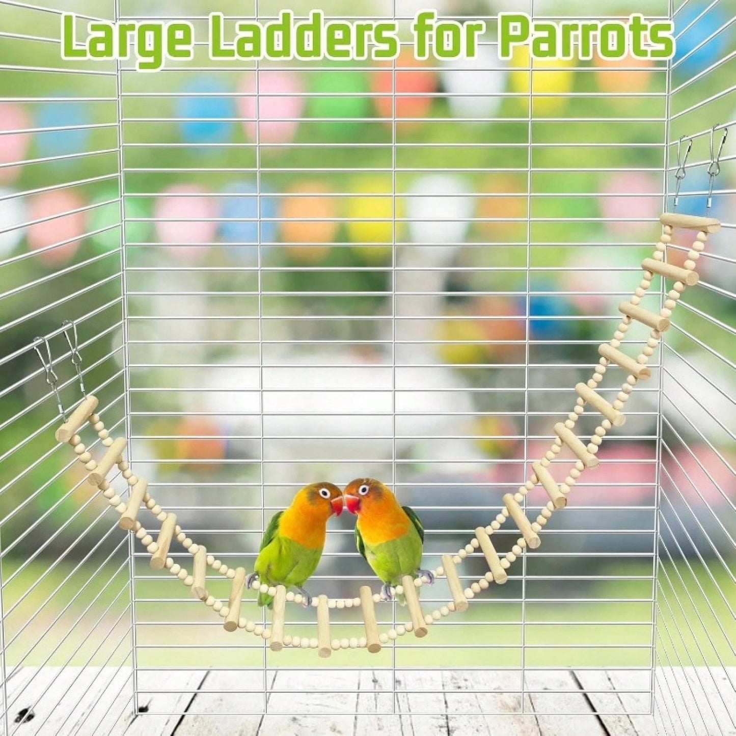 Long Bird Ladder Bridge Wooden Parrot Climbing Swing Birdcage Decoration Suitable For Parrots, Cockatiels, Macaws, Lovebirds, Canaries