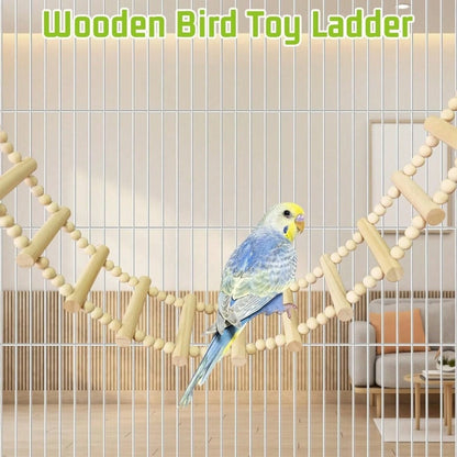 Long Bird Ladder Bridge Wooden Parrot Climbing Swing Birdcage Decoration Suitable For Parrots, Cockatiels, Macaws, Lovebirds, Canaries