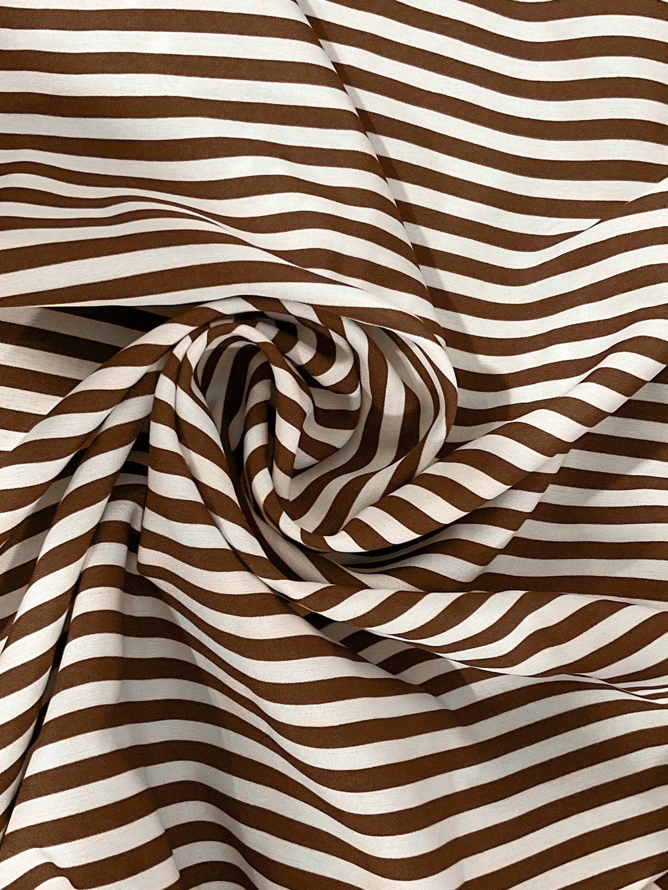 Louniche Women's Casual Striped V-Neck Top, Brown And White Striped, Short Puff Sleeves With Contrast Trim, Loose Fit Everyday Top For Women, Women's Summer Top, Women's Office Top